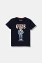 Guess t-shirt bawełniany dziecięcy nadruk granatowy N6RI05.K8HM4.PPY2