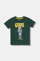 Guess t-shirt bawełniany dziecięcy nadruk zielony N6RI05.K8HM4.PPY2