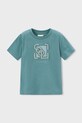 Mayoral t-shirt bawełniany nadruk turkusowy 3058.5A.Mini.PPY2