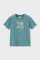 Mayoral t-shirt bawełniany nadruk turkusowy 3058.5A.Mini.PPY2