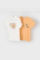 Mayoral t-shirt bawełniany dziecięcy 2-pack nadruk pomarańczowy 3063.5D.Mini.PPY2