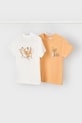 Mayoral t-shirt bawełniany dziecięcy 2-pack nadruk pomarańczowy 3063.5D.Mini.PPY2