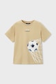 Mayoral t-shirt bawełniany dziecięcy 3073.5G.Mini.PPY2 beżowy SS26