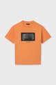 Mayoral t-shirt bawełniany dziecięcy nadruk pomarańczowy 6035.7F.Junior.PPY2