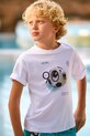 Mayoral t-shirt bawełniany dziecięcy nadruk biały 6036.7F.Junior.PPY2