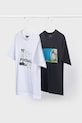 Mayoral t-shirt bawełniany dziecięcy 2-pack nadruk czarny 6040.7G.Junior.PPY2