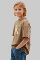 Calvin Klein Jeans T-shirt παιδικό βαμβακερό καφέ LVCKSJA03B.128.176.PPY2