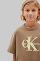 Calvin Klein Jeans T-shirt παιδικό βαμβακερό LVCKSJA03B.128.176.PPY2 καφέ