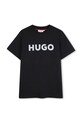 Παιδικό βαμβακερό μπλουζάκι HUGO στάμπα μαύρο G01016.102.108
