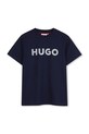 Παιδικό βαμβακερό μπλουζάκι HUGO στάμπα σκούρο μπλε G01016.162.174
