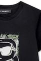 Dječaci Dječja pamučna majica kratkih rukava Karl Lagerfeld Z31094.86.108 crna