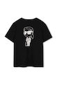 Dječaci Dječja pamučna majica kratkih rukava Karl Lagerfeld Z31103.114.150 crna