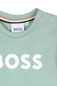 Chlapec Detské bavlnené tričko BOSS J52712.86.94 tyrkysová
