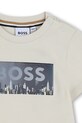 Chlapec Detské bavlnené tričko BOSS J52896.74.81 béžová