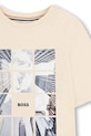 Παιδικό βαμβακερό μπλουζάκι BOSS μπεζ J52988.102.108