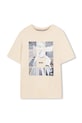 Detské bavlnené tričko BOSS J52988.162.174 béžová SS26