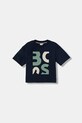 Dječja pamučna majica kratkih rukava BOSS print mornarsko plava J52990.114.150