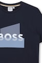Chlapec Detské bavlnené tričko BOSS J52978.162.174 tmavomodrá