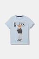 Guess t-shirt bawełniany dziecięcy nadruk niebieski L6GI09.K8HM4.PPY2.M