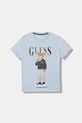 Guess t-shirt bawełniany dziecięcy nadruk niebieski L6GI09.K8HM4.PPY2.M