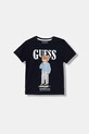 Guess t-shirt bawełniany dziecięcy nadruk granatowy L6GI09.K8HM4.PPY2.M