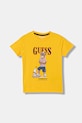 Guess t-shirt bawełniany dziecięcy nadruk żółty N6GI04.K8HM4.PPY2.M