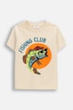 Dječja pamučna majica kratkih rukava Coccodrillo print bež WC6143204FBK