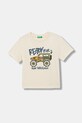 United Colors of Benetton t-shirt dziecięcy bawełniany beżowy 3I1XG10MF.P.Stagionale