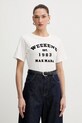 Weekend Max Mara t-shirt bawełniany TENUE nadruk biały 2615971051600
