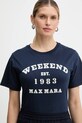 Weekend Max Mara t-shirt bawełniany TENUE granatowy 2615971051600