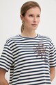 Weekend Max Mara t-shirt bawełniany SABATO granatowy 2615941112600