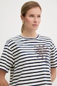 Weekend Max Mara t-shirt bawełniany SABATO granatowy 2615941112600