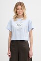MM by Max Mara T-shirt damski bawełniany FUNALE niebieski 2616941048600