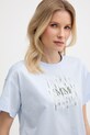 MM by Max Mara T-shirt damski bawełniany FUNALE niebieski 2616941048600