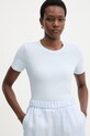 MM by Max Mara t-shirt basic damski bawełniany z elastanem MULINO 2616971018600 niebieski SS26