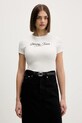 Tommy Jeans t-shirt z elastanem beżowy DW0DW21838