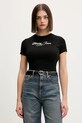 Tommy Jeans t-shirt z elastanem czarny DW0DW21838