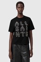 AllSaints tricou din bumbac imprimeu negru W148JD