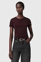 Bavlnené tričko AllSaints relaxed burgundské W285JC
