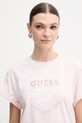 Guess t-shirt bawełniany różowy W6RI30.I3Z14