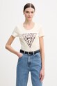 Guess t-shirt LEO z elastanem beżowy W6RI32.J1314