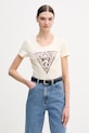 Guess t-shirt LEO z elastanem beżowy W6RI32.J1314
