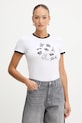 Karl Lagerfeld t-shirt bawełniany nadruk biały B1W17027