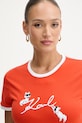 Karl Lagerfeld t-shirt bawełniany IKON pomarańczowy B1W17040