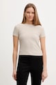 Dkny t-shirt z elastanem beżowy DJ5T1571