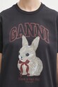 GANNI t-shirt bawełniany szary A1050061