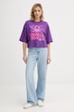 United Colors of Benetton t-shirt bawełniany x Stranger Things 3BL0D10BC fioletowy SS26