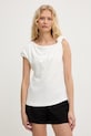 Pinko t-shirt damski bawełniany z elastanem beżowy 106373.A35D