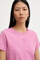 Βαμβακερό μπλουζάκι Pinko ροζ 100355.A339