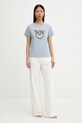 Βαμβακερό μπλουζάκι Pinko 100535.A33F μπλε SS26